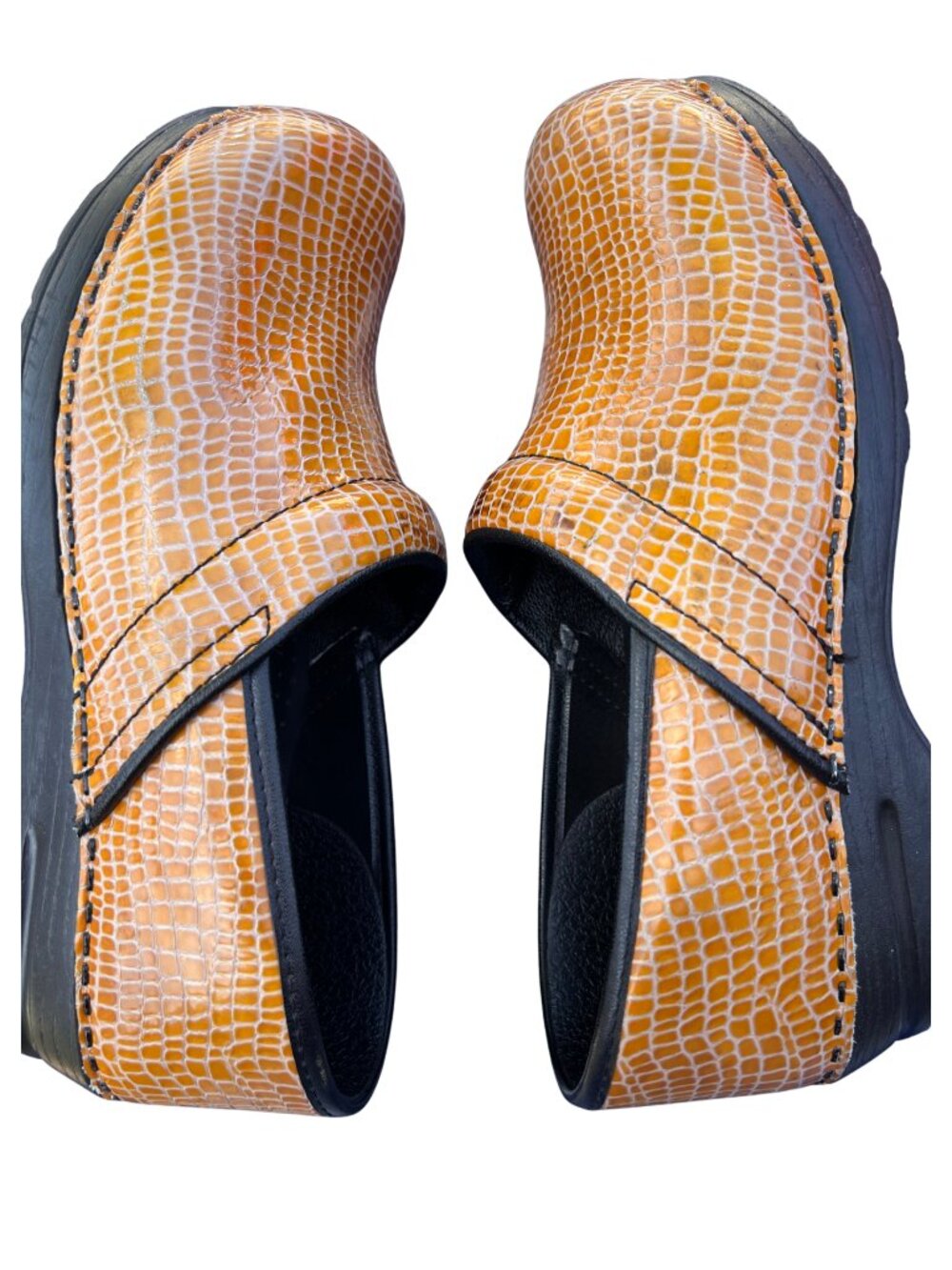 Sanita Professional Clogs Tan Croc Patent Leather Nursing EU41 US10 - Picture 7 of 12